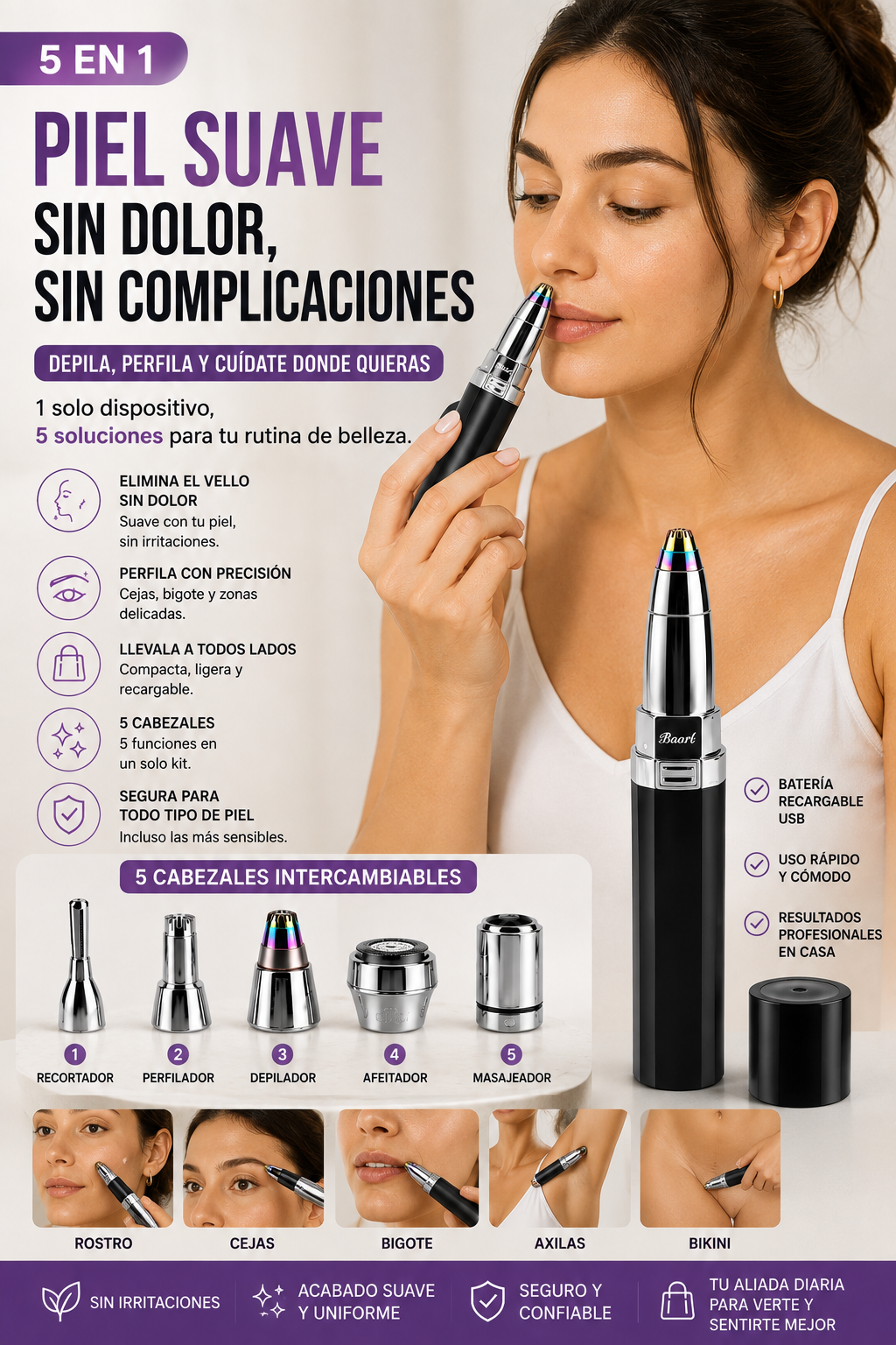 Depiladora Multifuncional 5 en 1